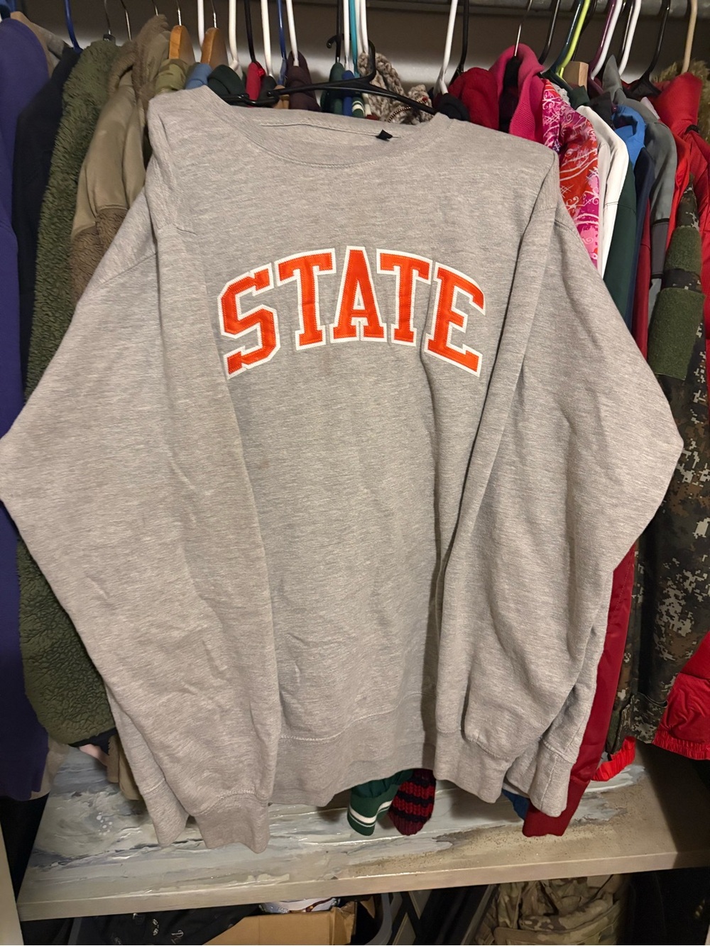 Gray OSU 'STATE' Crewneck Sweatshirt - Orange Lettering